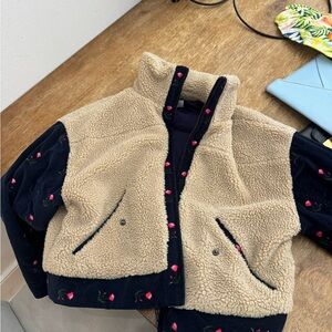Something navy Fleece Jacket with rose detailing